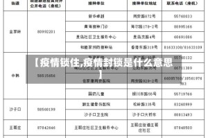 【疫情锁住,疫情封锁是什么意思】