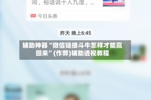 辅助神器“微信链接斗牛怎样才能赢回来”(作弊)辅助透视教程