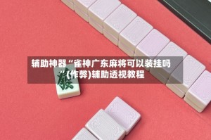 辅助神器“雀神广东麻将可以装挂吗 ”(作弊)辅助透视教程