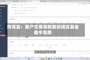 阿克曼：散户交易导致新封闭式基金盘中急跌