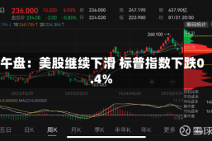午盘：美股继续下滑 标普指数下跌0.4%