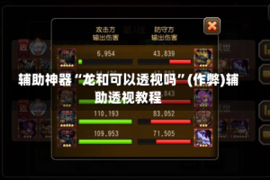 辅助神器“龙和可以透视吗”(作弊)辅助透视教程