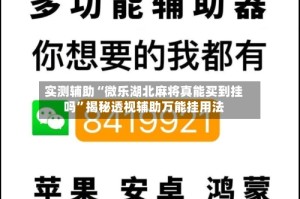 实测辅助“微乐湖北麻将真能买到挂吗”揭秘透视辅助万能挂用法
