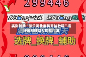 实测辅助“微乐河北麻将开挂教程”揭秘透视辅助万能挂用法