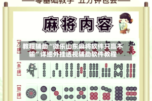 教程辅助“微乐山东麻将软件只赢不输”详细外挂透视辅助软件教程