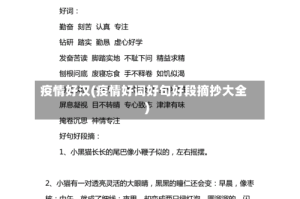 疫情好汉(疫情好词好句好段摘抄大全)