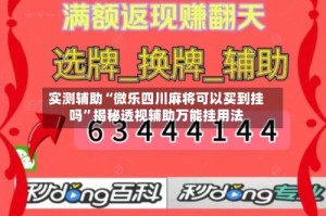 实测辅助“微乐四川麻将可以买到挂吗”揭秘透视辅助万能挂用法