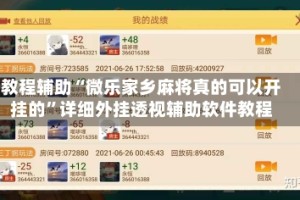 教程辅助“微乐家乡麻将真的可以开挂的”详细外挂透视辅助软件教程