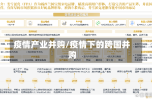疫情产业并购/疫情下的跨国并购