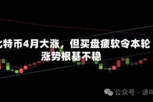 比特币4月大涨，但买盘疲软令本轮涨势根基不稳