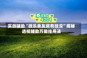 实测辅助“微乐亲友房有挂没”揭秘透视辅助万能挂用法