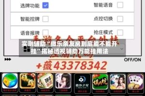 实测辅助“微乐亲友房到底能不能开挂”揭秘透视辅助万能挂用法