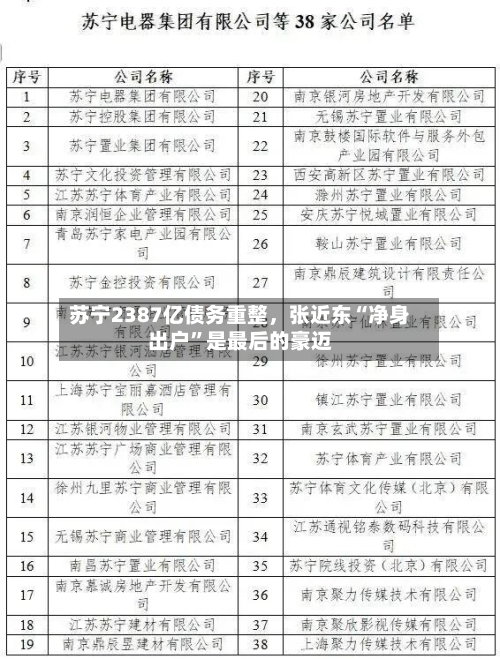 苏宁2387亿债务重整	，张近东“净身出户	”是最后的豪迈-第2张图片