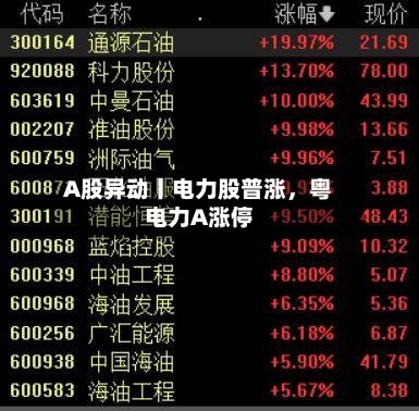 A股异动丨电力股普涨	，粤电力A涨停-第1张图片