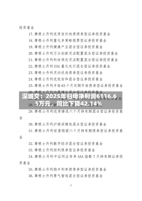 深城交：2025年归母净利润6116.65万元，同比下降42.14%-第1张图片