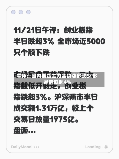 午评：国内期货主力合约涨多跌少 多晶硅跌超4%-第1张图片