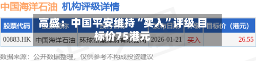 高盛：中国平安维持“买入”评级 目标价75港元-第1张图片