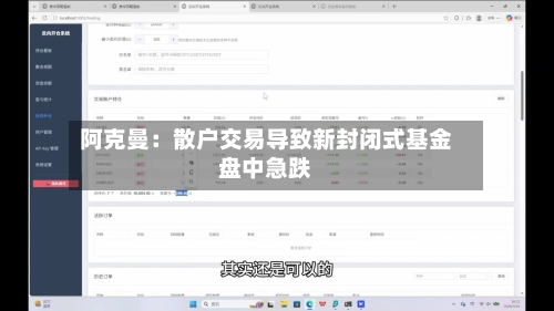 阿克曼:散户交易导致新封闭式基金盘中急跌-第1张图片