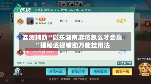 实测辅助“微乐湖南麻将怎么才会赢”揭秘透视辅助万能挂用法-第1张图片