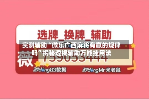 实测辅助“微乐广西麻将有赢的规律吗”揭秘透视辅助万能挂用法-第2张图片