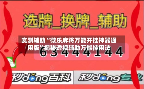 实测辅助“微乐麻将万能开挂神器通用版”揭秘透视辅助万能挂用法-第2张图片