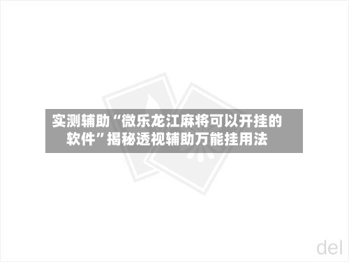实测辅助“微乐龙江麻将可以开挂的软件”揭秘透视辅助万能挂用法-第2张图片