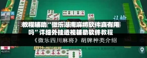 教程辅助“微乐湖南麻将软件真有用吗”详细外挂透视辅助软件教程-第1张图片