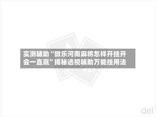 实测辅助“微乐河南麻将怎样开挂开会一直赢”揭秘透视辅助万能挂用法-第3张图片