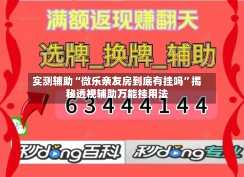 实测辅助“微乐亲友房到底有挂吗”揭秘透视辅助万能挂用法-第2张图片