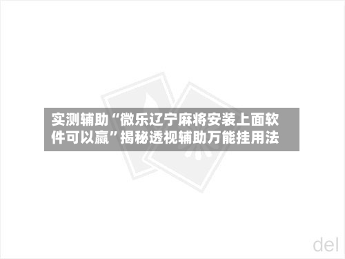 实测辅助“微乐辽宁麻将安装上面软件可以赢	”揭秘透视辅助万能挂用法-第3张图片