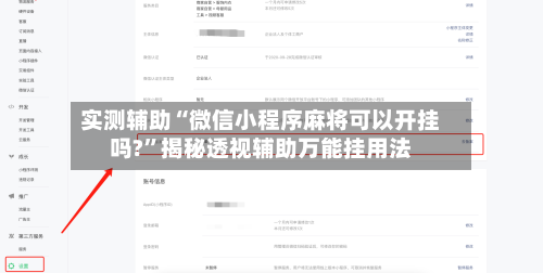 实测辅助“微信小程序麻将可以开挂吗?”揭秘透视辅助万能挂用法-第1张图片