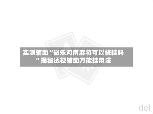 实测辅助“微乐河南麻将可以装挂吗”揭秘透视辅助万能挂用法-第2张图片