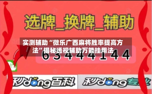 实测辅助“微乐广西麻将胜率提高方法	”揭秘透视辅助万能挂用法-第1张图片