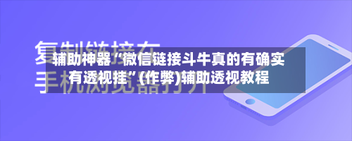 辅助神器“微信链接斗牛真的有确实有透视挂	”(作弊)辅助透视教程-第1张图片
