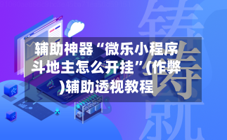 辅助神器“微乐小程序斗地主怎么开挂”(作弊)辅助透视教程-第1张图片