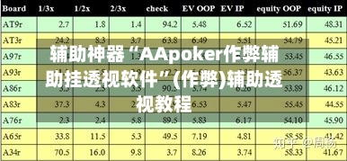 辅助神器“AApoker作弊辅助挂透视软件	”(作弊)辅助透视教程-第1张图片